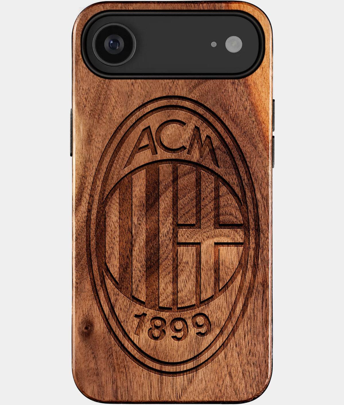 Eco-friendly AC Milan iPhone 17 Air Case - Carved Wood Custom AC Milan Gift For Him - Monogrammed Personalized iPhone 17 Air Cover By Aldergrove & Oak