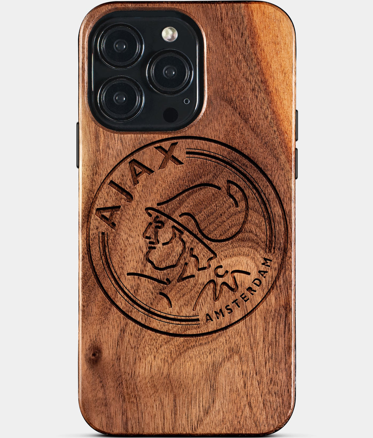 Custom AFC Ajax iPhone 15/15 Pro/15 Pro Max/15 Plus Case - Wood AFC Ajax Cover - Eco-friendly AFC Ajax iPhone 15 Case - Carved Wood Custom AFC Ajax Gift For Him - Monogrammed Personalized iPhone 15 Cover By Aldergrove & Oak