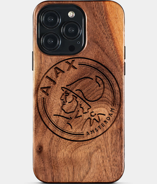 Custom AFC Ajax iPhone 15/15 Pro/15 Pro Max/15 Plus Case - Wood AFC Ajax Cover - Eco-friendly AFC Ajax iPhone 15 Case - Carved Wood Custom AFC Ajax Gift For Him - Monogrammed Personalized iPhone 15 Cover By Aldergrove & Oak