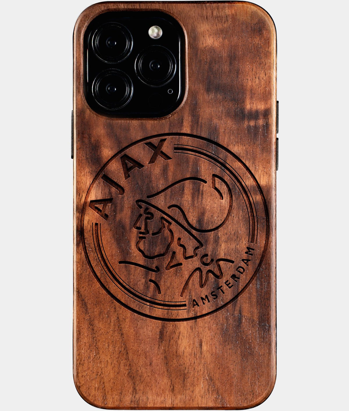 Custom AFC Ajax iPhone 16/16 Pro/16 Pro Max/16 Plus Case - Wood AFC Ajax Cover - Eco-friendly AFC Ajax iPhone 16 Case - Carved Wood Custom AFC Ajax Gift For Him - Monogrammed Personalized iPhone 16 Cover By Aldergrove & Oak