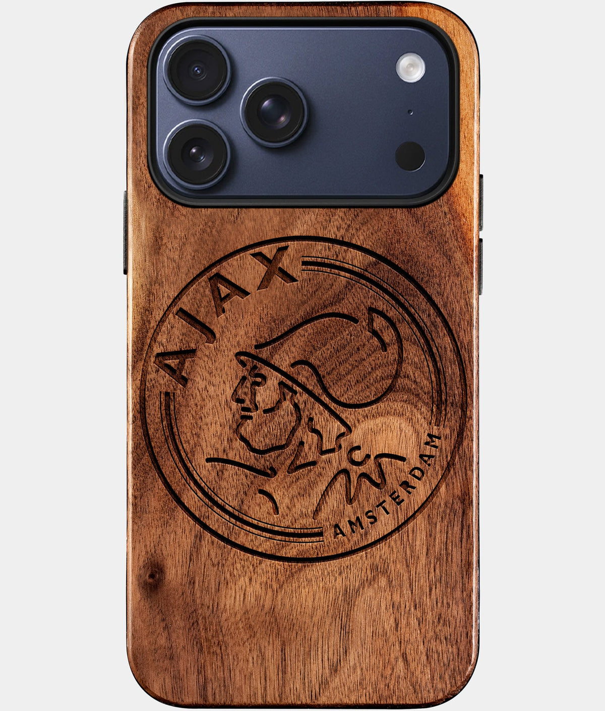 Custom AFC Ajax iPhone 17/17 Pro/17 Pro Max/17 Air Case - Wood AFC Ajax Cover - Eco-friendly AFC Ajax iPhone 17 Case - Carved Wood Custom AFC Ajax Gift For Him - Monogrammed Personalized iPhone 17 Cover By Aldergrove & Oak