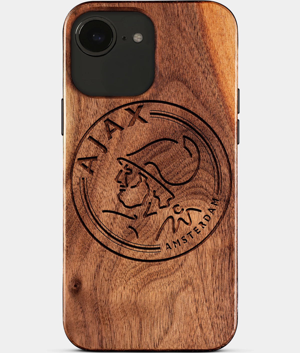 Eco-friendly AFC Ajax iPhone 17e Case - Carved Wood Custom AFC Ajax Gift For Him - Monogrammed Personalized iPhone 17e Cover By Aldergrove & Oak