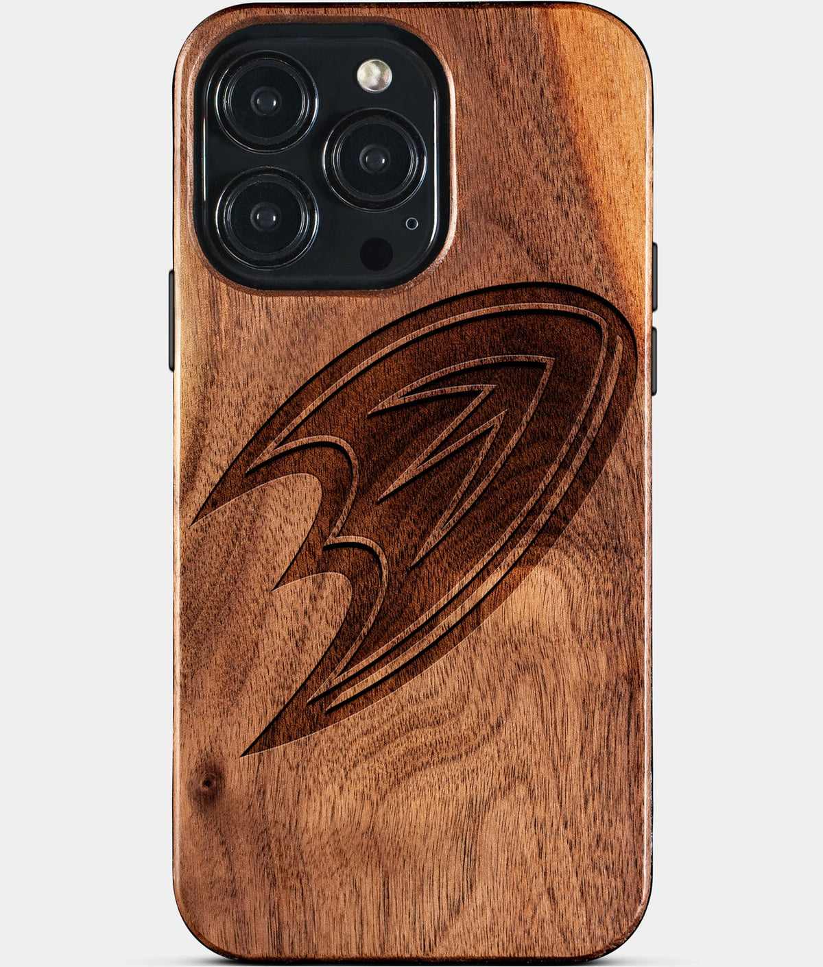 Custom Anaheim Ducks iPhone 15/15 Pro/15 Pro Max/15 Plus Case - Wood Anaheim Ducks Cover - Eco-friendly Anaheim Ducks iPhone 15 Case - Carved Wood Custom Anaheim Ducks Gift For Him - Monogrammed Personalized iPhone 15 Cover By Aldergrove & Oak