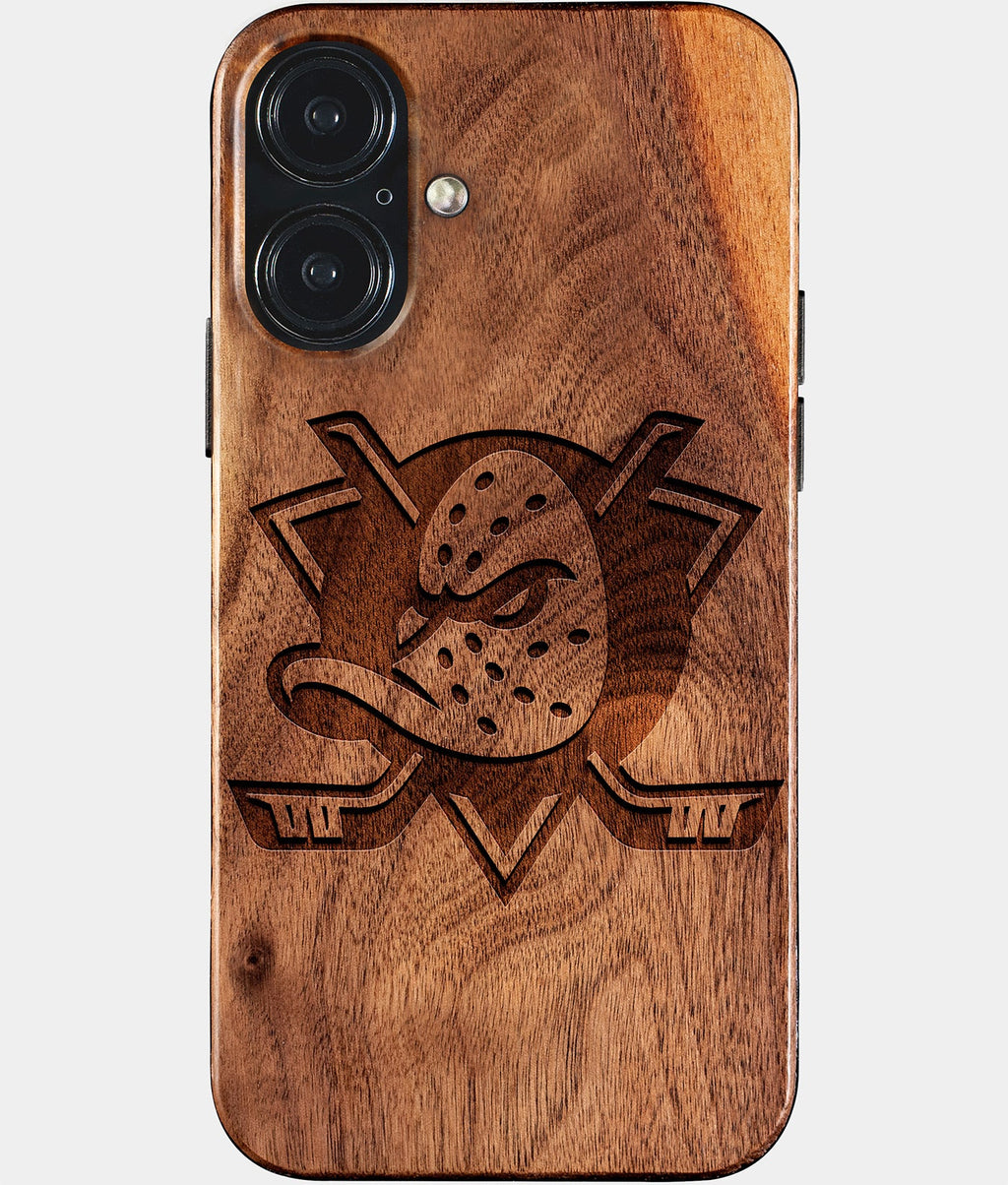 Eco-friendly Anaheim Ducks iPhone 17 Case - Carved Wood Custom Anaheim Ducks Gift For Him - Monogrammed Personalized iPhone 17 Cover By Aldergrove & Oak