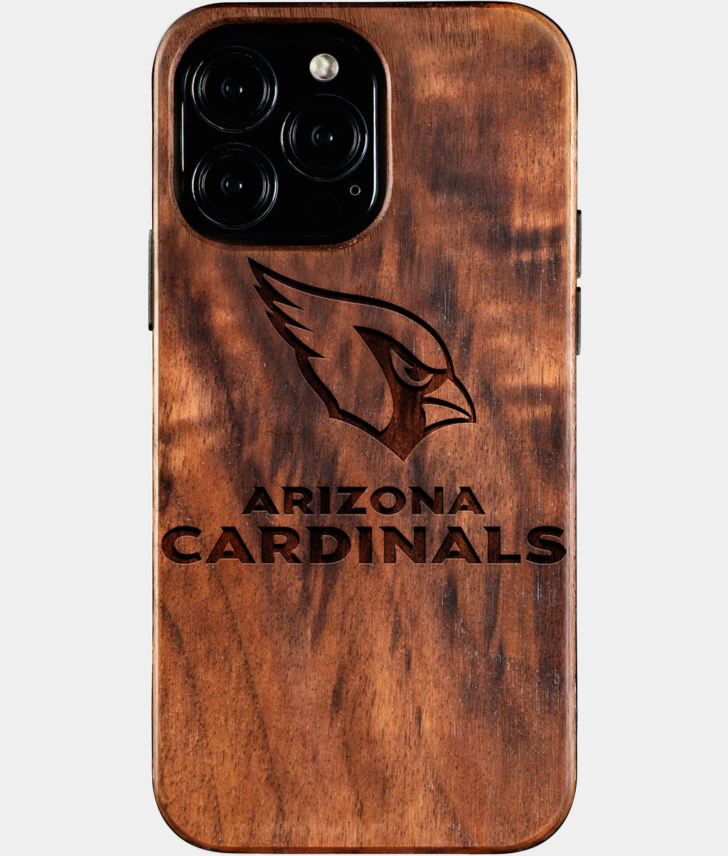 Custom Arizona Cardinals iPhone 16/16 Pro/16 Pro Max/16 Plus Case - Wood Arizona Cardinals Cover - Eco-friendly Arizona Cardinals iPhone 16 Case - Carved Wood Custom Arizona Cardinals Gift For Him - Monogrammed Personalized iPhone 16 Cover By Aldergrove & Oak