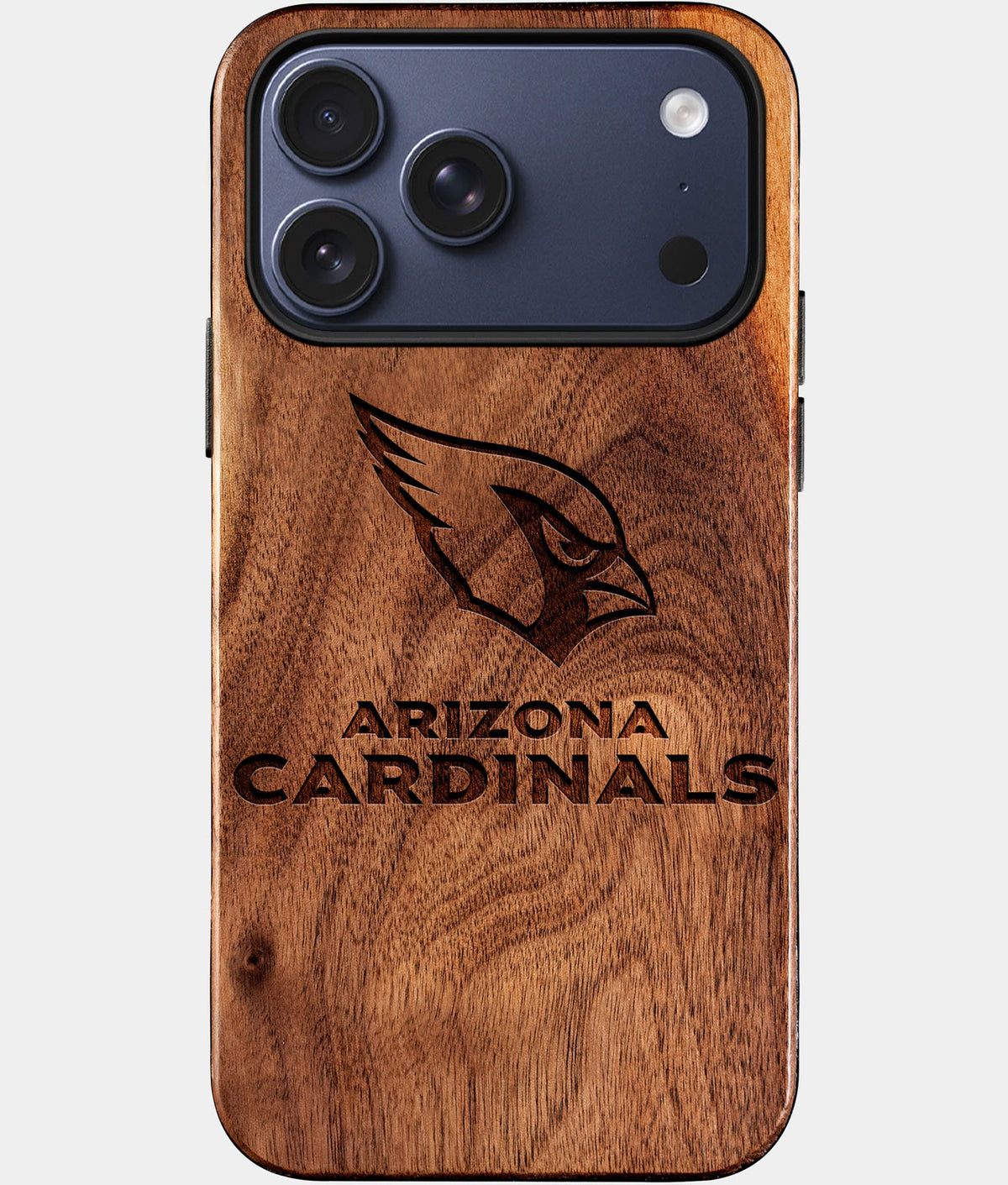 Eco-friendly Arizona Cardinals iPhone 17 Pro Max Case - Carved Wood Custom Arizona Cardinals Gift For Him - Monogrammed Personalized iPhone 17 Pro Max Cover By Aldergrove & Oak