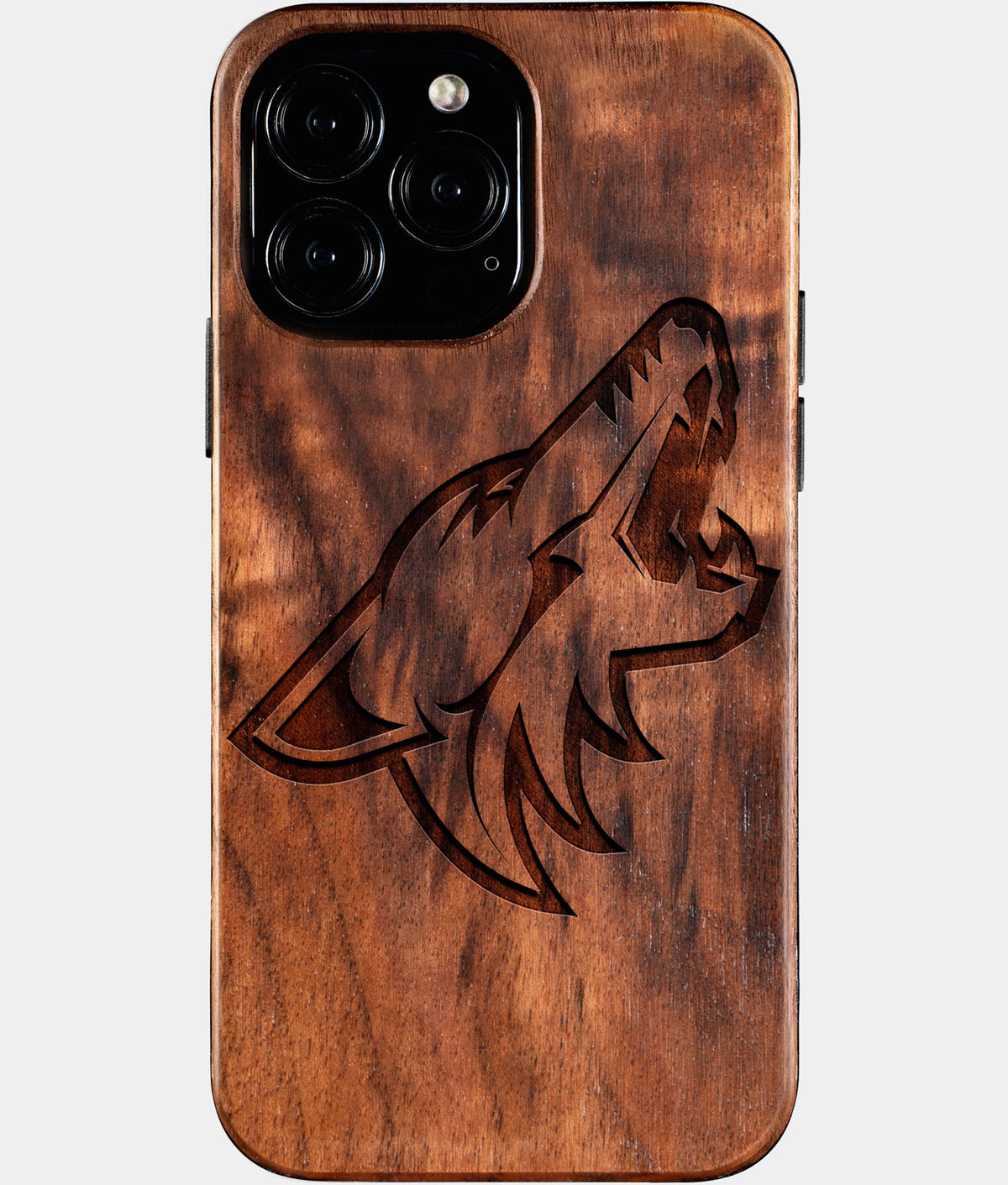 Custom Arizona Coyotes iPhone 16/16 Pro/16 Pro Max/16 Plus Case - Wood Arizona Coyotes Cover - Eco-friendly Arizona Coyotes iPhone 16 Case - Carved Wood Custom Arizona Coyotes Gift For Him - Monogrammed Personalized iPhone 16 Cover By Aldergrove & Oak