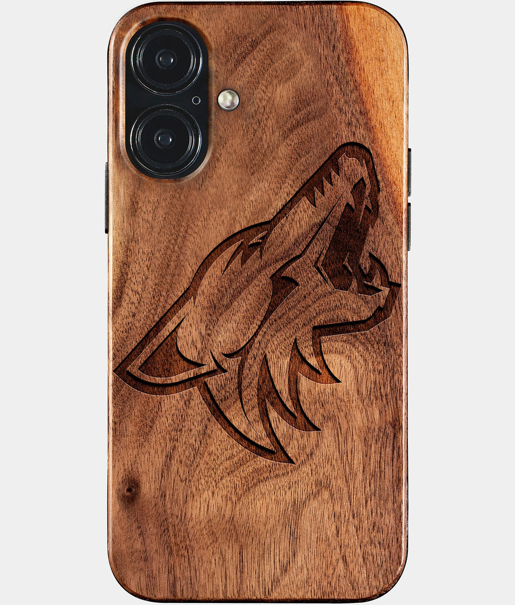 Eco-friendly Arizona Coyotes iPhone 17 Case - Carved Wood Custom Arizona Coyotes Gift For Him - Monogrammed Personalized iPhone 17 Cover By Aldergrove & Oak