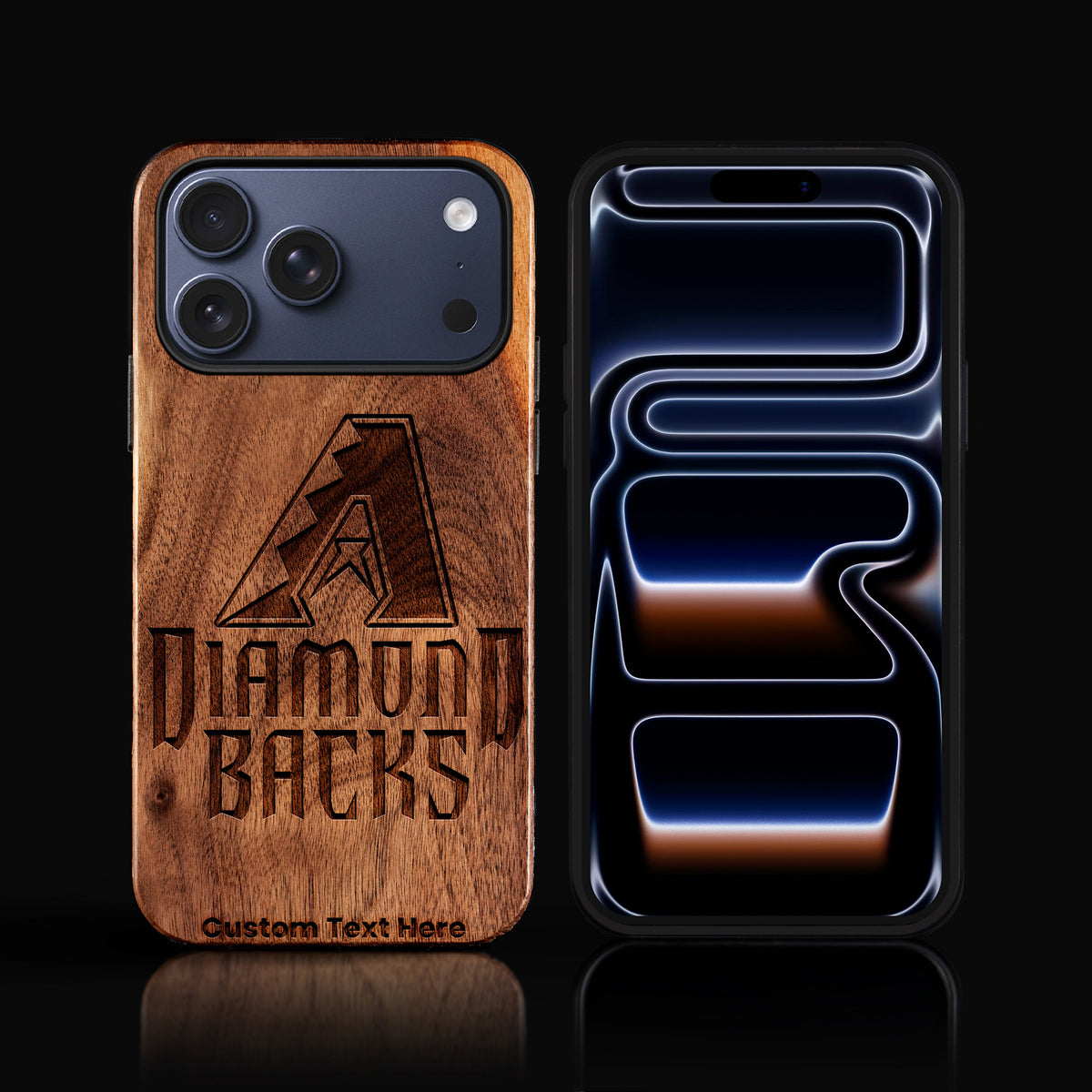 Custom Arizona Diamondbacks iPhone 17/17 Pro/17 Pro Max/17 Air Case - Carved Wood Arizona Diamondbacks Cover