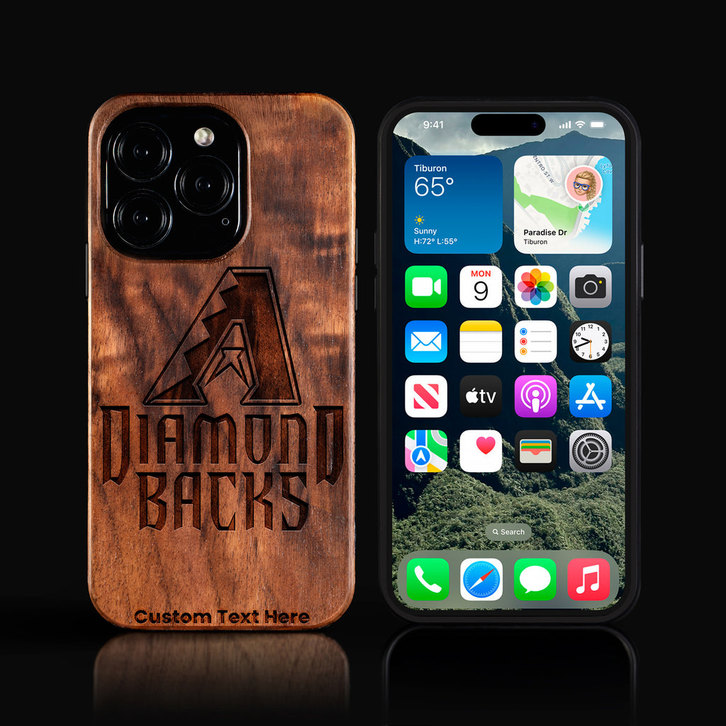 Custom Arizona Diamondbacks iPhone 16/16 Pro/16 Pro Max/16 Plus Case - Carved Wood Arizona Diamondbacks Cover