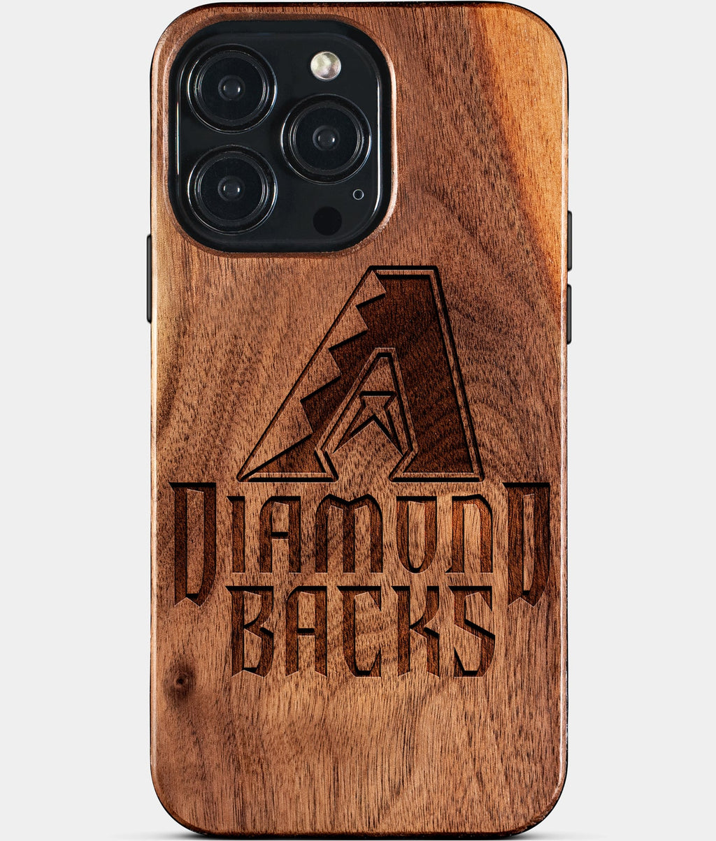 Custom Arizona Diamondbacks iPhone 15/15 Pro/15 Pro Max/15 Plus Case - Wood Diamondbacks Cover - Eco-friendly Arizona Diamondbacks iPhone 15 Case - Carved Wood Custom Arizona Diamondbacks Gift For Him - Monogrammed Personalized iPhone 15 Cover By Aldergrove & Oak