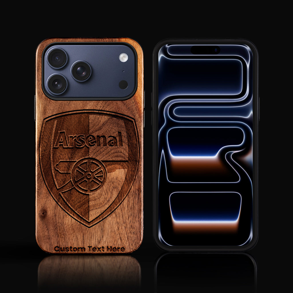 Custom Arsenal F.C. iPhone 17/17 Pro/17 Pro Max/17 Air Case - Carved Wood Arsenal FC Cover
