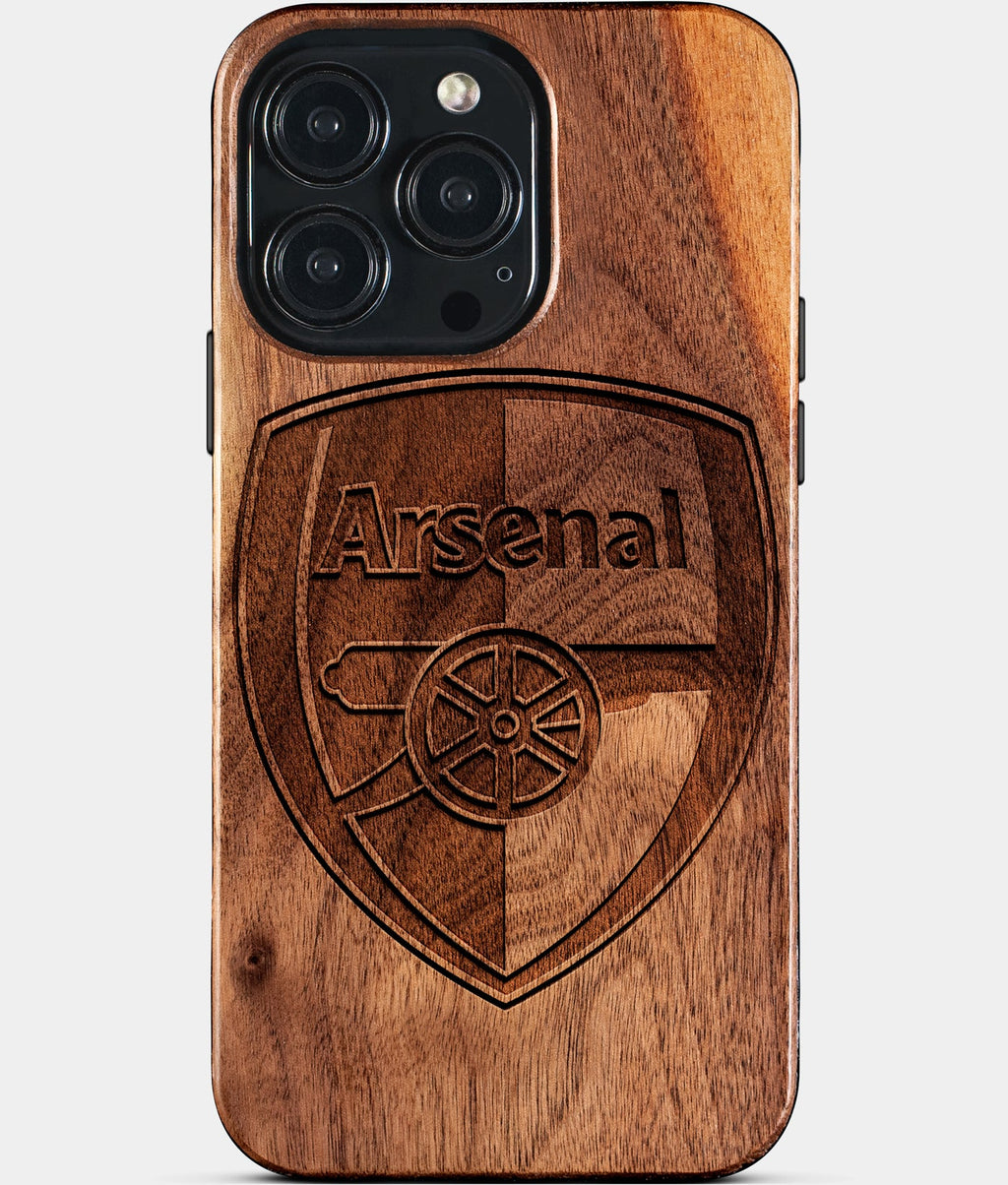 Custom Arsenal F.C. iPhone 15/15 Pro/15 Pro Max/15 Plus Case - Wood Arsenal FC Cover - Eco-friendly Arsenal FC iPhone 15 Case - Carved Wood Custom Arsenal FC Gift For Him - Monogrammed Personalized iPhone 15 Cover By Aldergrove & Oak