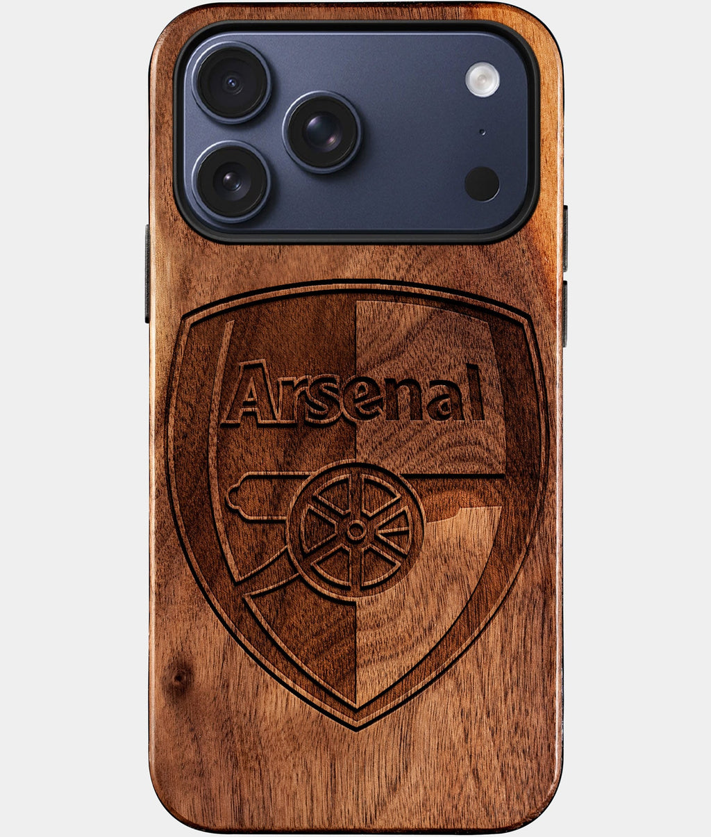 Custom Arsenal F.C. iPhone 17/17 Pro/17 Pro Max/17 Air Case - Wood Arsenal FC Cover - Eco-friendly Arsenal FC iPhone 17 Case - Carved Wood Custom Arsenal FC Gift For Him - Monogrammed Personalized iPhone 17 Cover By Aldergrove & Oak