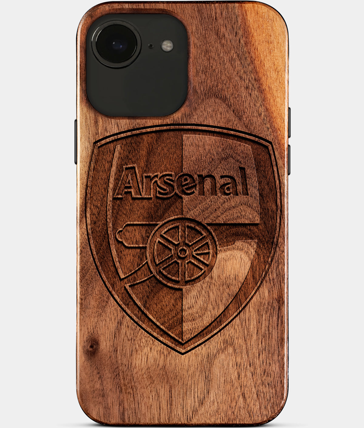 Eco-friendly Arsenal FC iPhone 17e Case - Carved Wood Custom Arsenal FC Gift For Him - Monogrammed Personalized iPhone 17e Cover By Aldergrove & Oak