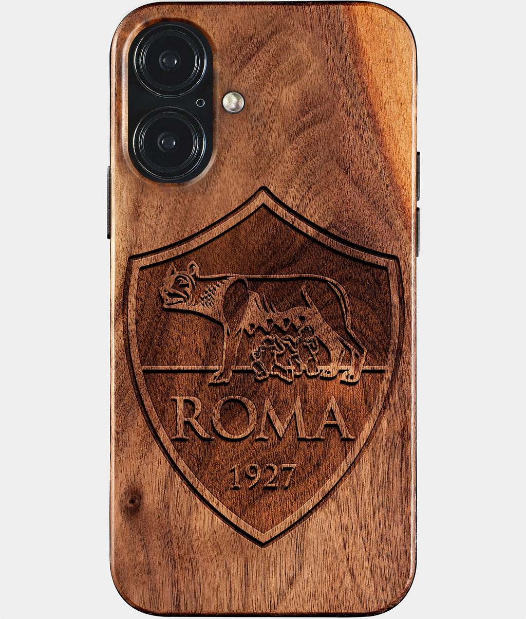 Eco-friendly AS Roma iPhone 17 Case - Carved Wood Custom AS Roma Gift For Him - Monogrammed Personalized iPhone 17 Cover By Aldergrove & Oak