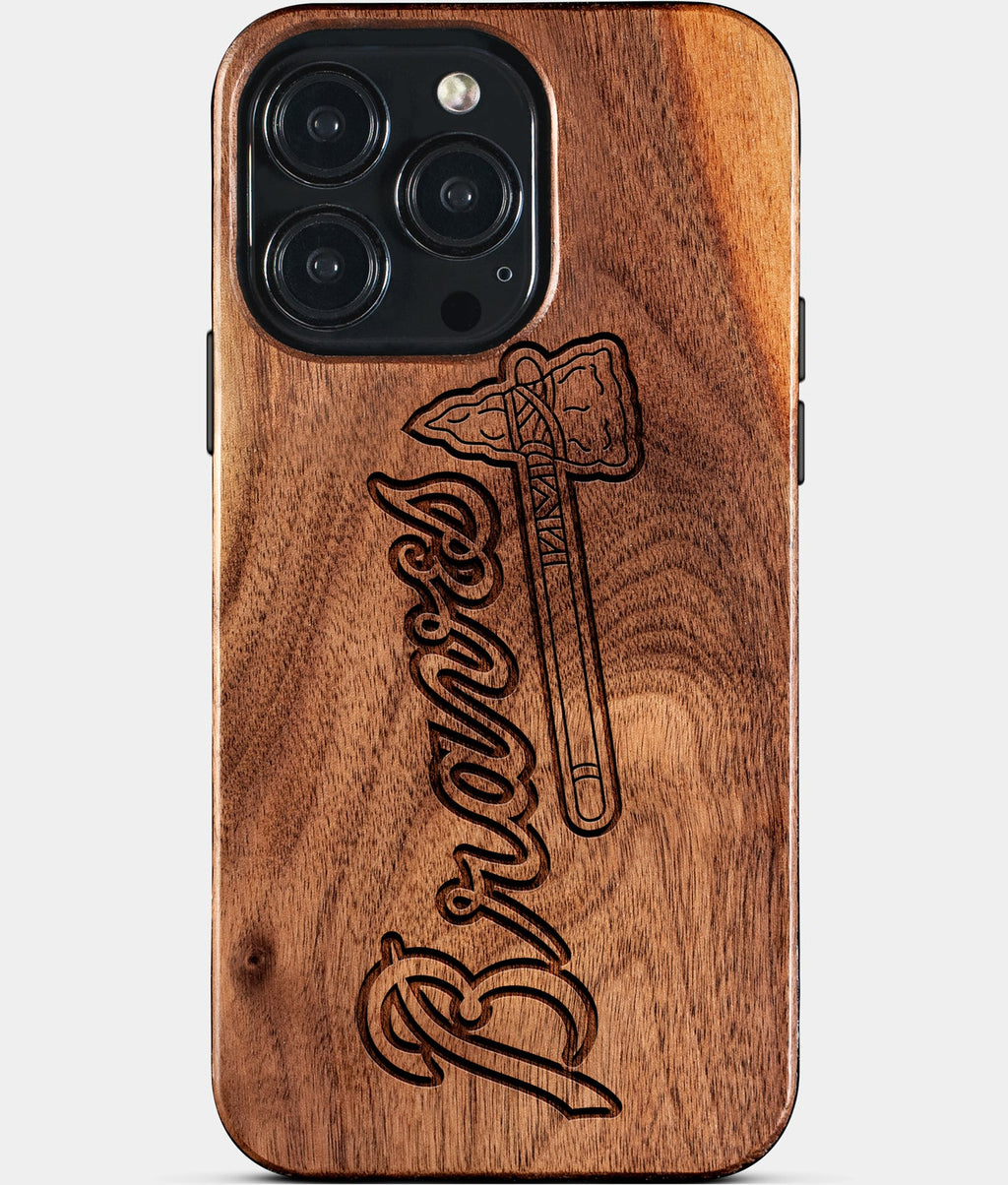 Custom Atlanta Braves iPhone 15/15 Pro/15 Pro Max/15 Plus Case - Wood Braves Cover - Eco-friendly Atlanta Braves iPhone 15 Case - Carved Wood Custom Atlanta Braves Gift For Him - Monogrammed Personalized iPhone 15 Cover By Aldergrove & Oak
