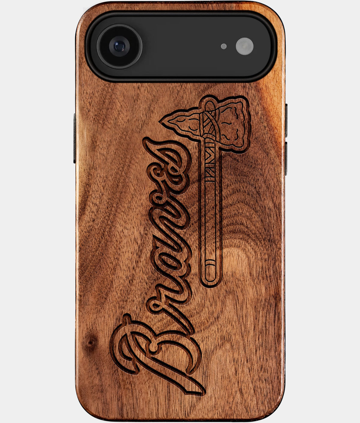 Eco-friendly Atlanta Braves iPhone 17 Air Case - Carved Wood Custom Atlanta Braves Gift For Him - Monogrammed Personalized iPhone 17 Air Cover By Aldergrove & Oak