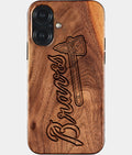 Eco-friendly Atlanta Braves iPhone 17 Case - Carved Wood Custom Atlanta Braves Gift For Him - Monogrammed Personalized iPhone 17 Cover By Aldergrove & Oak