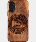 Eco-friendly Atlanta Hawks iPhone 17 Case - Carved Wood Custom Atlanta Hawks Gift For Him - Monogrammed Personalized iPhone 17 Cover By Aldergrove & Oak