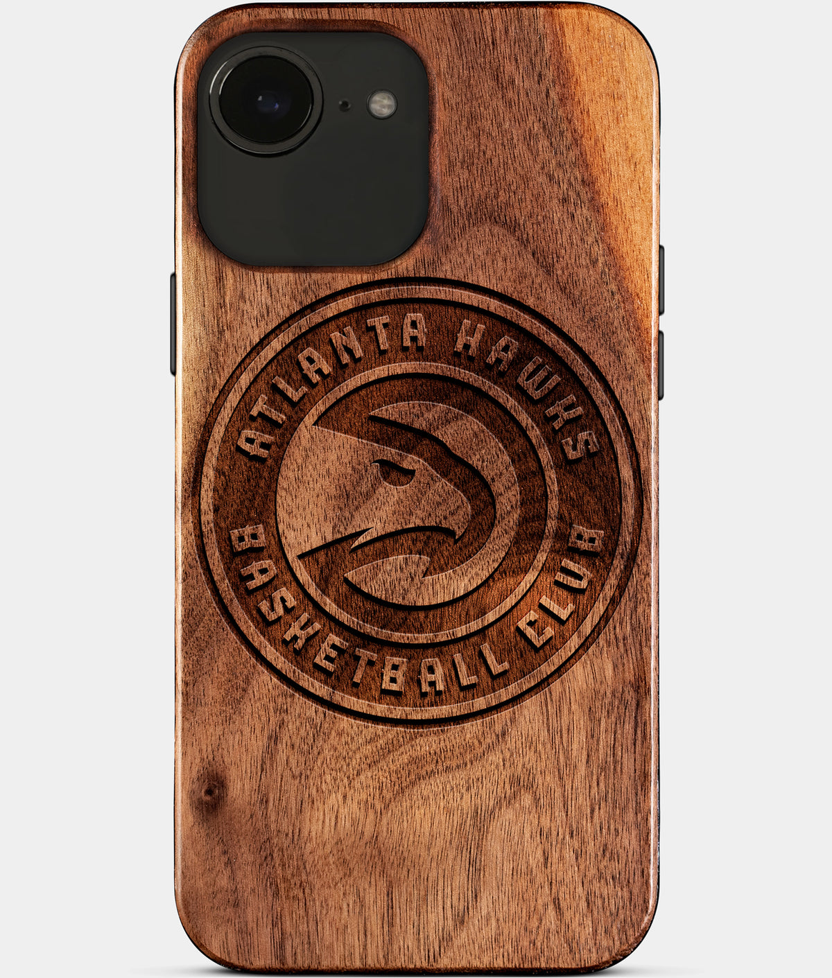 Eco-friendly Atlanta Hawks iPhone 17e Case - Carved Wood Custom Atlanta Hawks Gift For Him - Monogrammed Personalized iPhone 17e Cover By Aldergrove & Oak