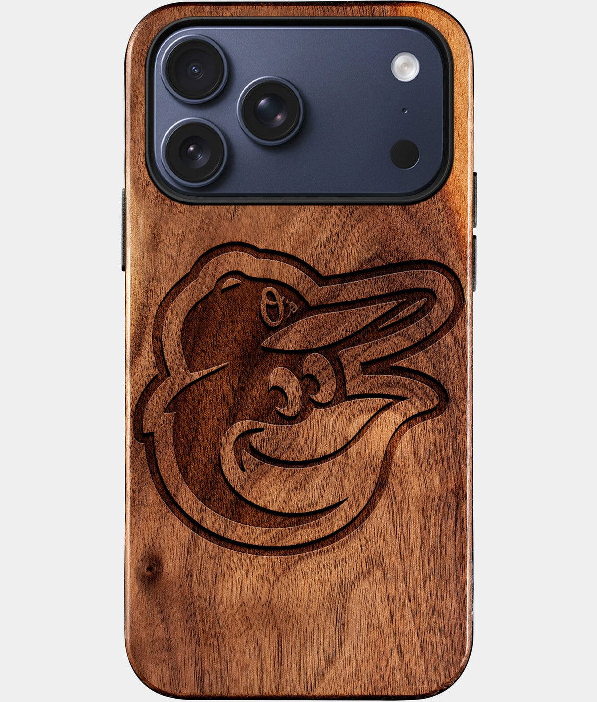 Eco-friendly Baltimore Orioles iPhone 17 Pro Case - Carved Wood Custom Baltimore Orioles Gift For Him - Monogrammed Personalized iPhone 17 Pro Cover By Aldergrove & Oak