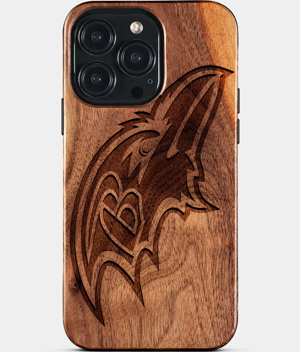 Custom Baltimore Ravens iPhone 15/15 Pro/15 Pro Max/15 Plus Case - Wood Ravens Cover - Eco-friendly Baltimore Ravens iPhone 15 Case - Carved Wood Custom Baltimore Ravens Gift For Him - Monogrammed Personalized iPhone 15 Cover By Aldergrove & Oak