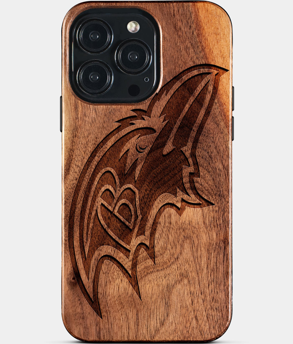 Custom Baltimore Ravens iPhone 15/15 Pro/15 Pro Max/15 Plus Case - Wood Ravens Cover - Eco-friendly Baltimore Ravens iPhone 15 Case - Carved Wood Custom Baltimore Ravens Gift For Him - Monogrammed Personalized iPhone 15 Cover By Aldergrove & Oak