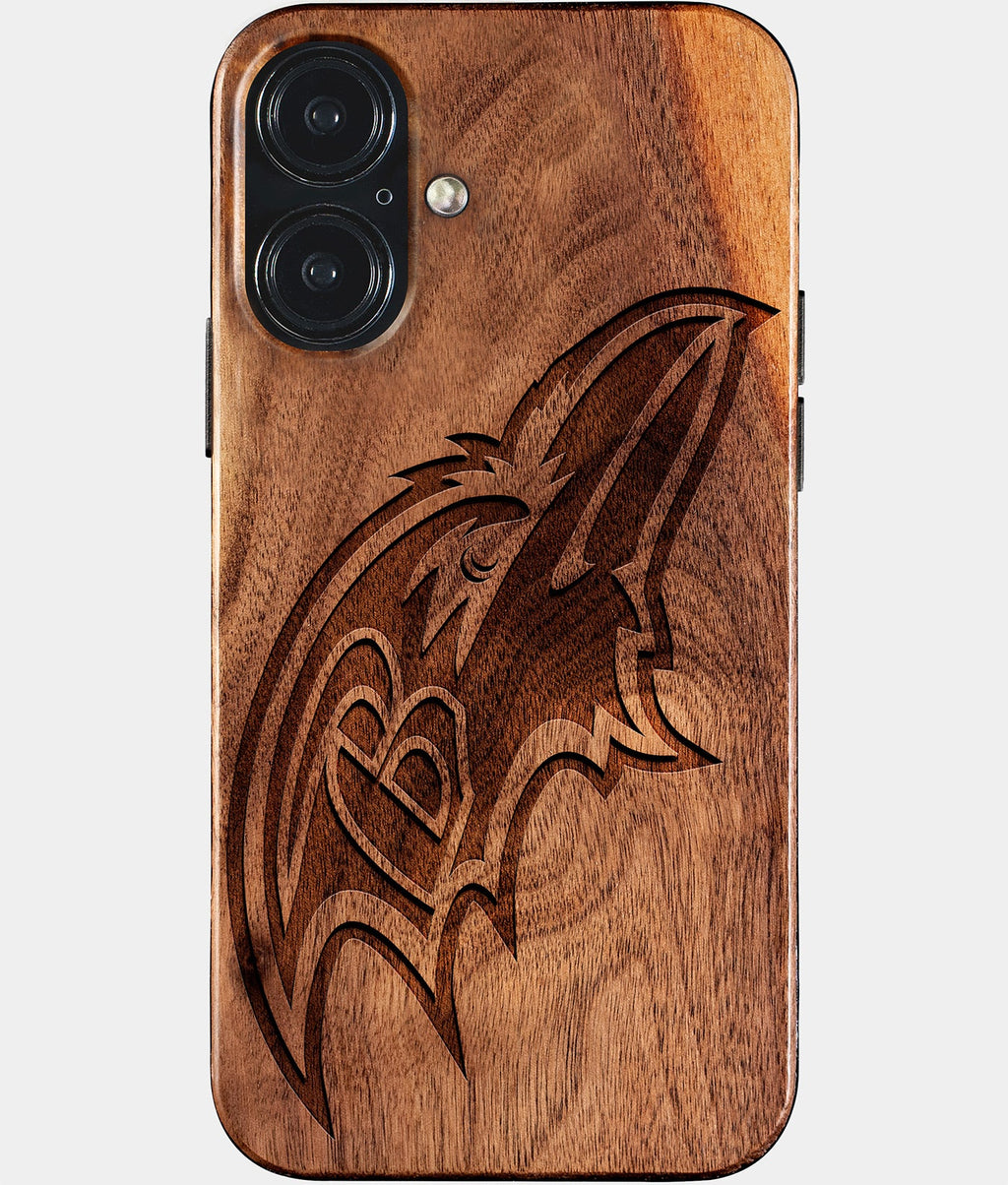 Eco-friendly Baltimore Ravens iPhone 17 Case - Carved Wood Custom Baltimore Ravens Gift For Him - Monogrammed Personalized iPhone 17 Cover By Aldergrove & Oak