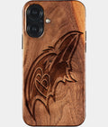 Eco-friendly Baltimore Ravens iPhone 17 Case - Carved Wood Custom Baltimore Ravens Gift For Him - Monogrammed Personalized iPhone 17 Cover By Aldergrove & Oak