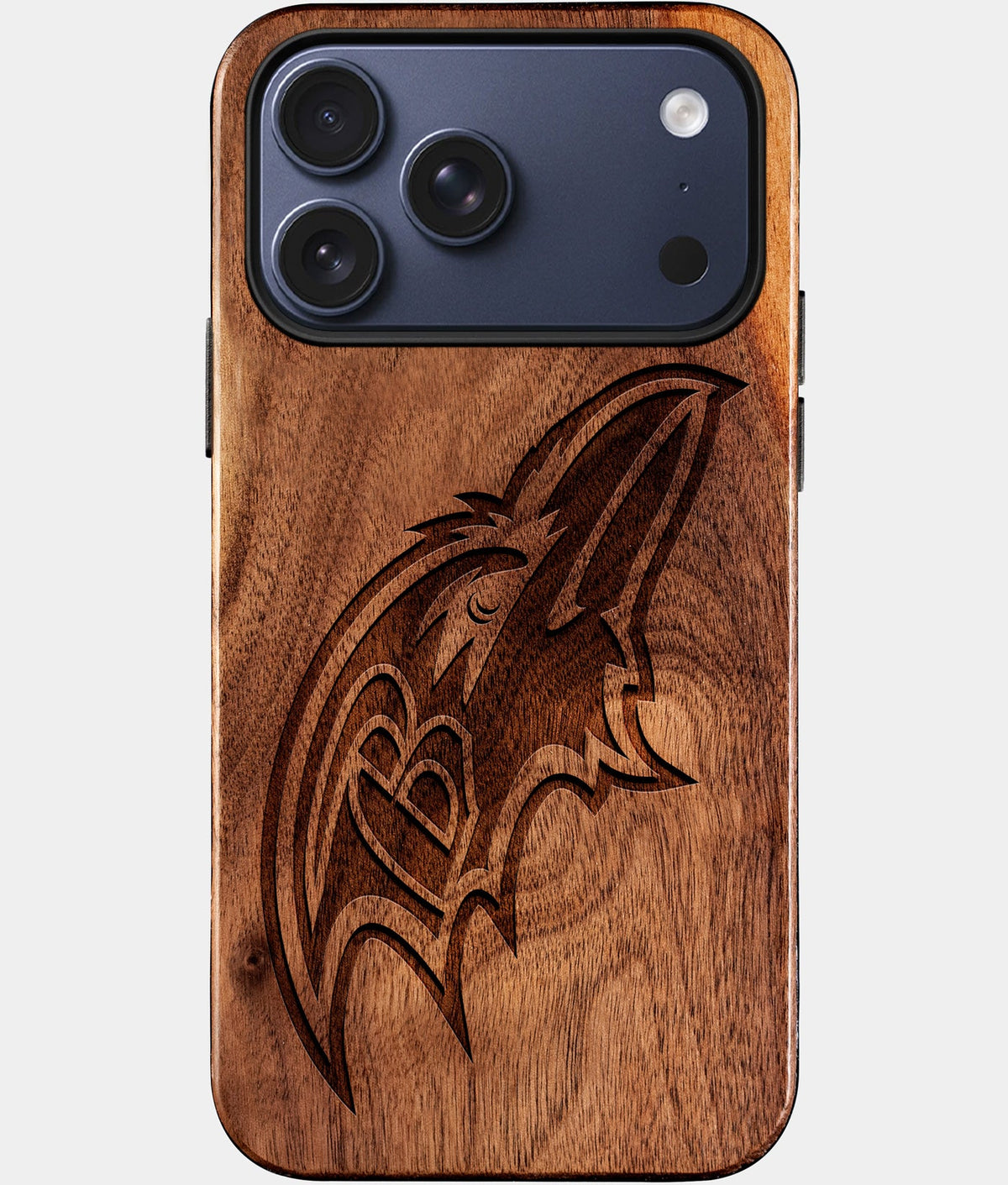 Eco-friendly Baltimore Ravens iPhone 17 Pro Case - Carved Wood Custom Baltimore Ravens Gift For Him - Monogrammed Personalized iPhone 17 Pro Cover By Aldergrove & Oak