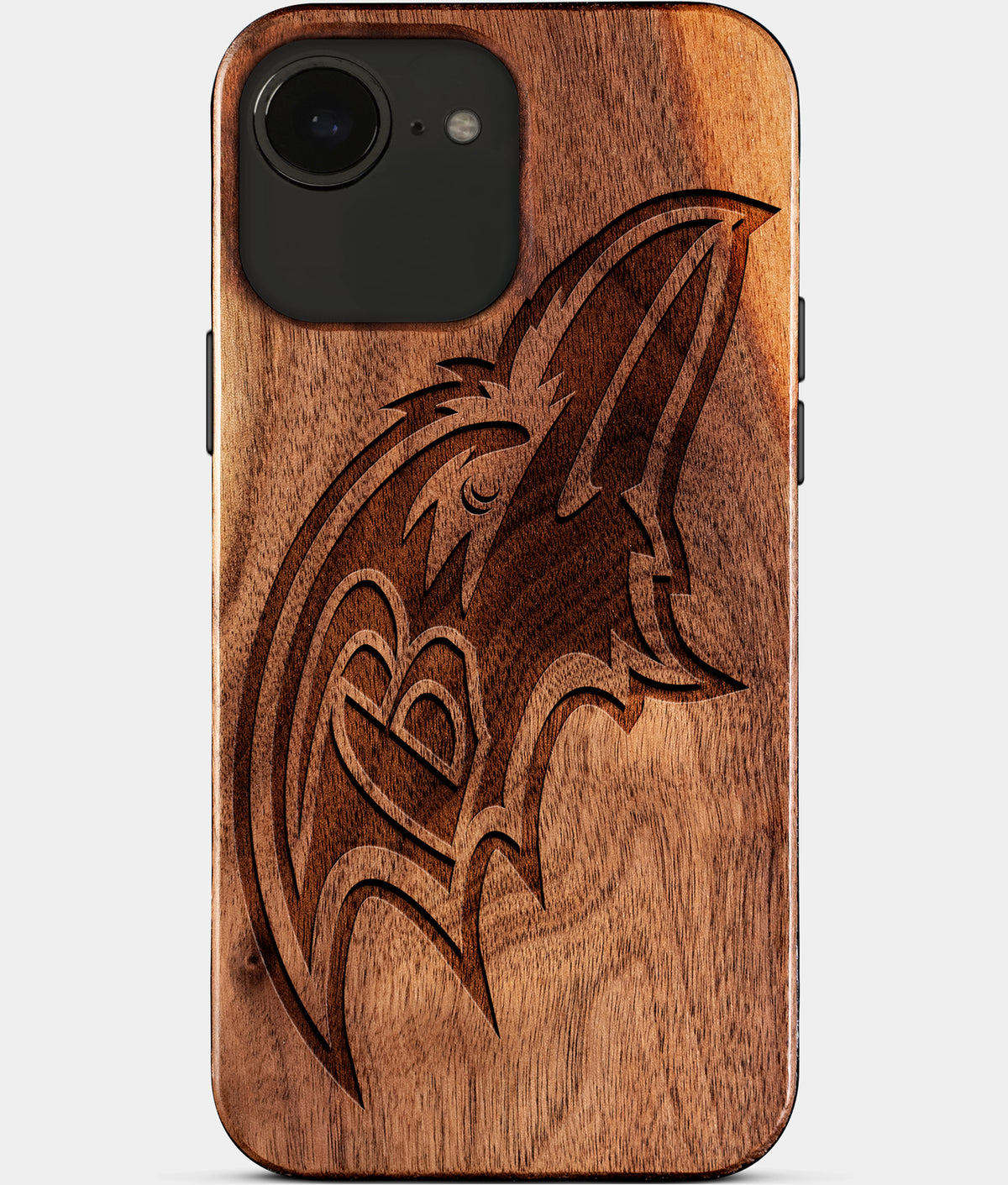 Eco-friendly Baltimore Ravens iPhone 17e Case - Carved Wood Custom Baltimore Ravens Gift For Him - Monogrammed Personalized iPhone 17e Cover By Aldergrove & Oak