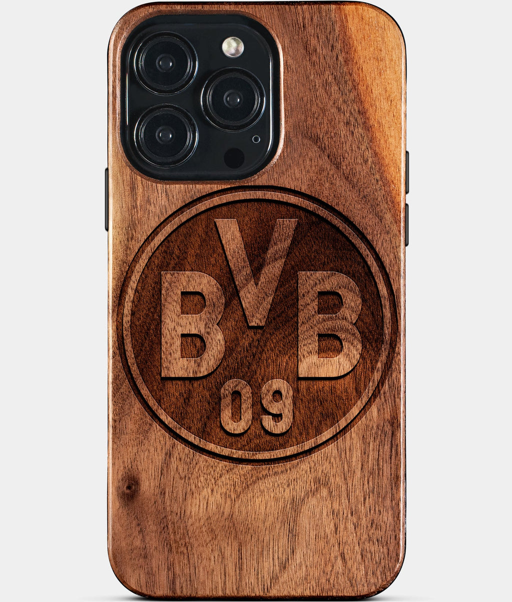 Custom Borussia Dortmund iPhone 14/14 Pro/14 Pro Max/14 Plus Case - Wood Borussia Dortmund Cover - Eco-friendly Borussia Dortmund iPhone 14 Case - Carved Wood Custom Borussia Dortmund Gift For Him - Monogrammed Personalized iPhone 14 Cover By Aldergrove & Oak