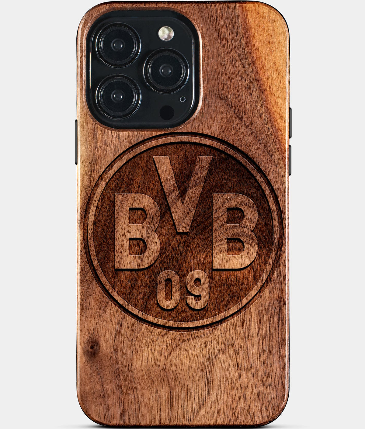 Custom Borussia Dortmund iPhone 15/15 Pro/15 Pro Max/15 Plus Case - Wood Borussia Dortmund Cover - Eco-friendly Borussia Dortmund iPhone 15 Case - Carved Wood Custom Borussia Dortmund Gift For Him - Monogrammed Personalized iPhone 15 Cover By Aldergrove & Oak
