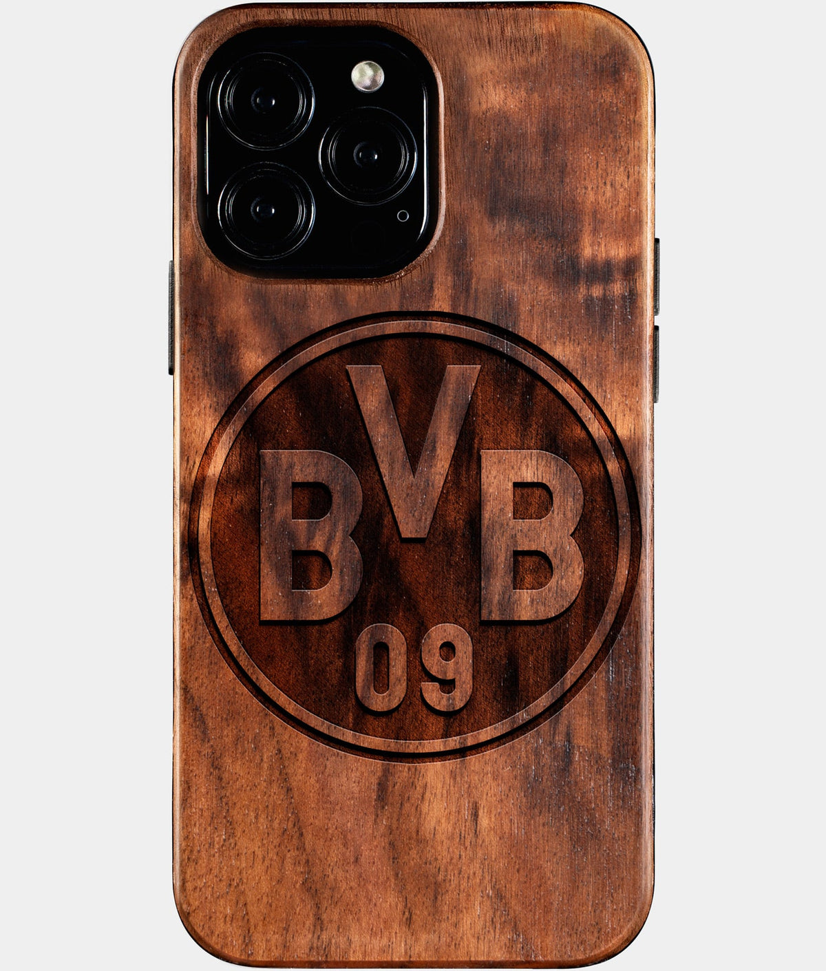 Custom Borussia Dortmund iPhone 16/16 Pro/16 Pro Max/16 Plus Case - Wood Borussia Dortmund Cover - Eco-friendly Borussia Dortmund iPhone 16 Case - Carved Wood Custom Borussia Dortmund Gift For Him - Monogrammed Personalized iPhone 16 Cover By Aldergrove & Oak