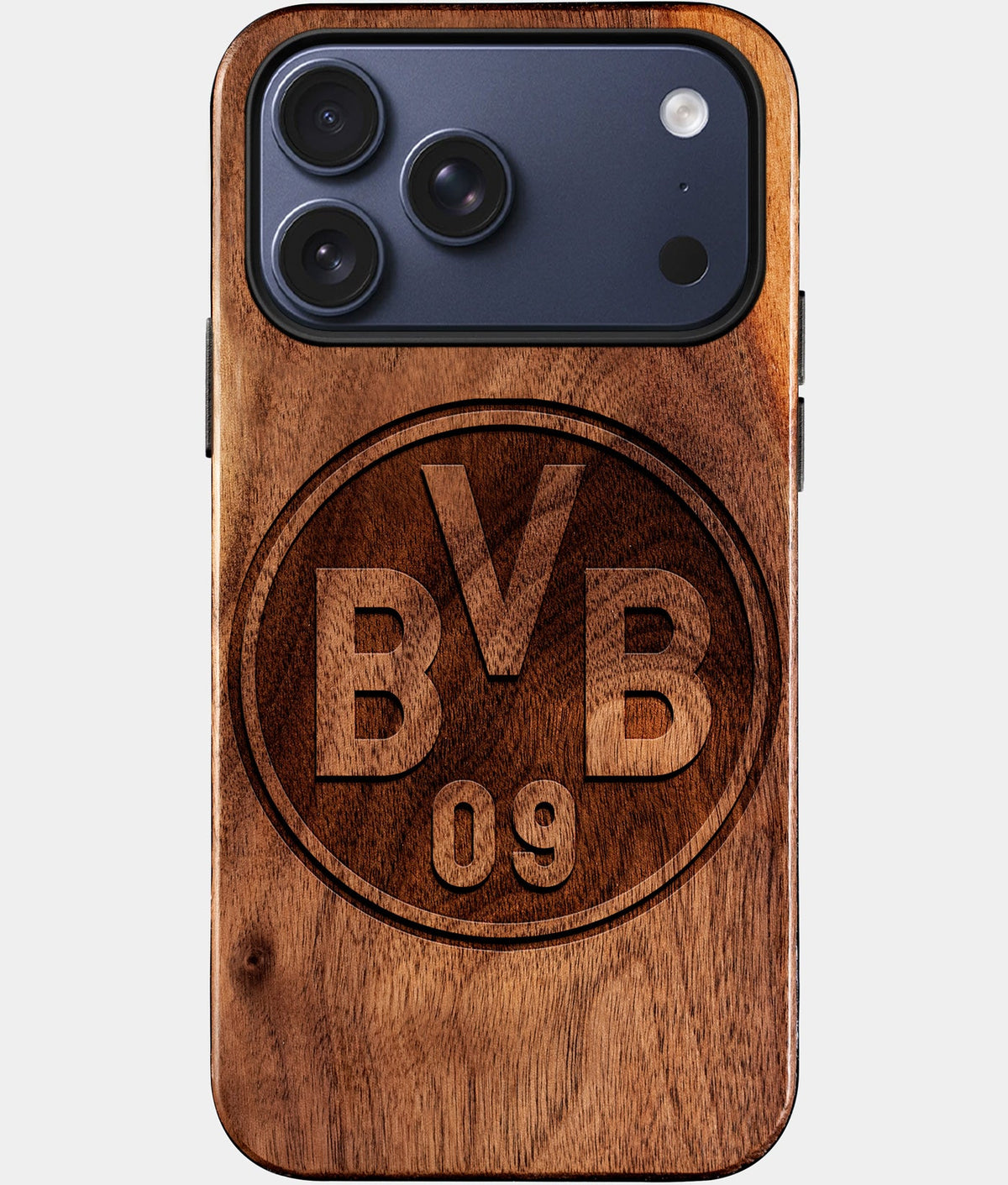 Custom Borussia Dortmund iPhone 17/17 Pro/17 Pro Max/17 Air Case - Wood Borussia Dortmund Cover - Eco-friendly Borussia Dortmund iPhone 17 Case - Carved Wood Custom Borussia Dortmund Gift For Him - Monogrammed Personalized iPhone 17 Cover By Aldergrove & Oak