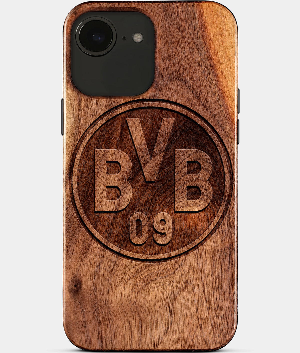 Eco-friendly Borussia Dortmund iPhone 17e Case - Carved Wood Custom Borussia Dortmund Gift For Him - Monogrammed Personalized iPhone 17e Cover By Aldergrove & Oak