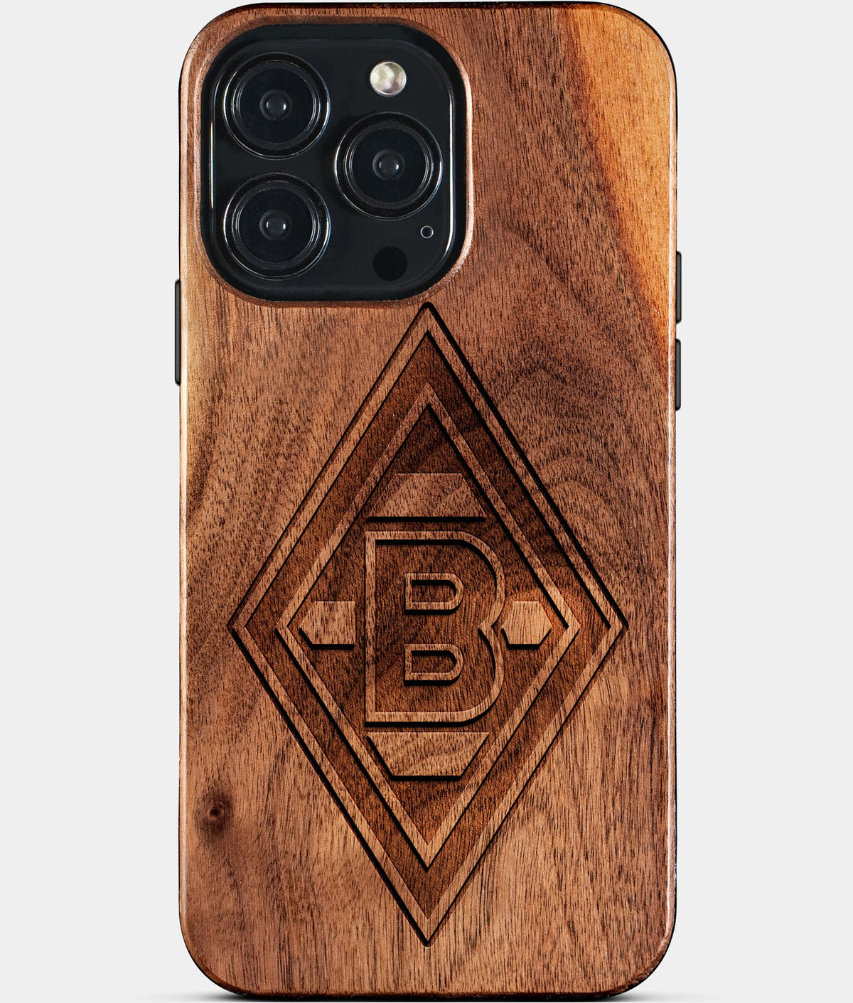Custom Borussia Monchengladbach iPhone 15/15 Pro/15 Pro Max/15 Plus Case - Wood Borussia Monchengladbach Cover - Eco-friendly Borussia Monchengladbach iPhone 15 Case - Carved Wood Custom Borussia Monchengladbach Gift For Him - Monogrammed Personalized iPhone 15 Cover By Aldergrove & Oak