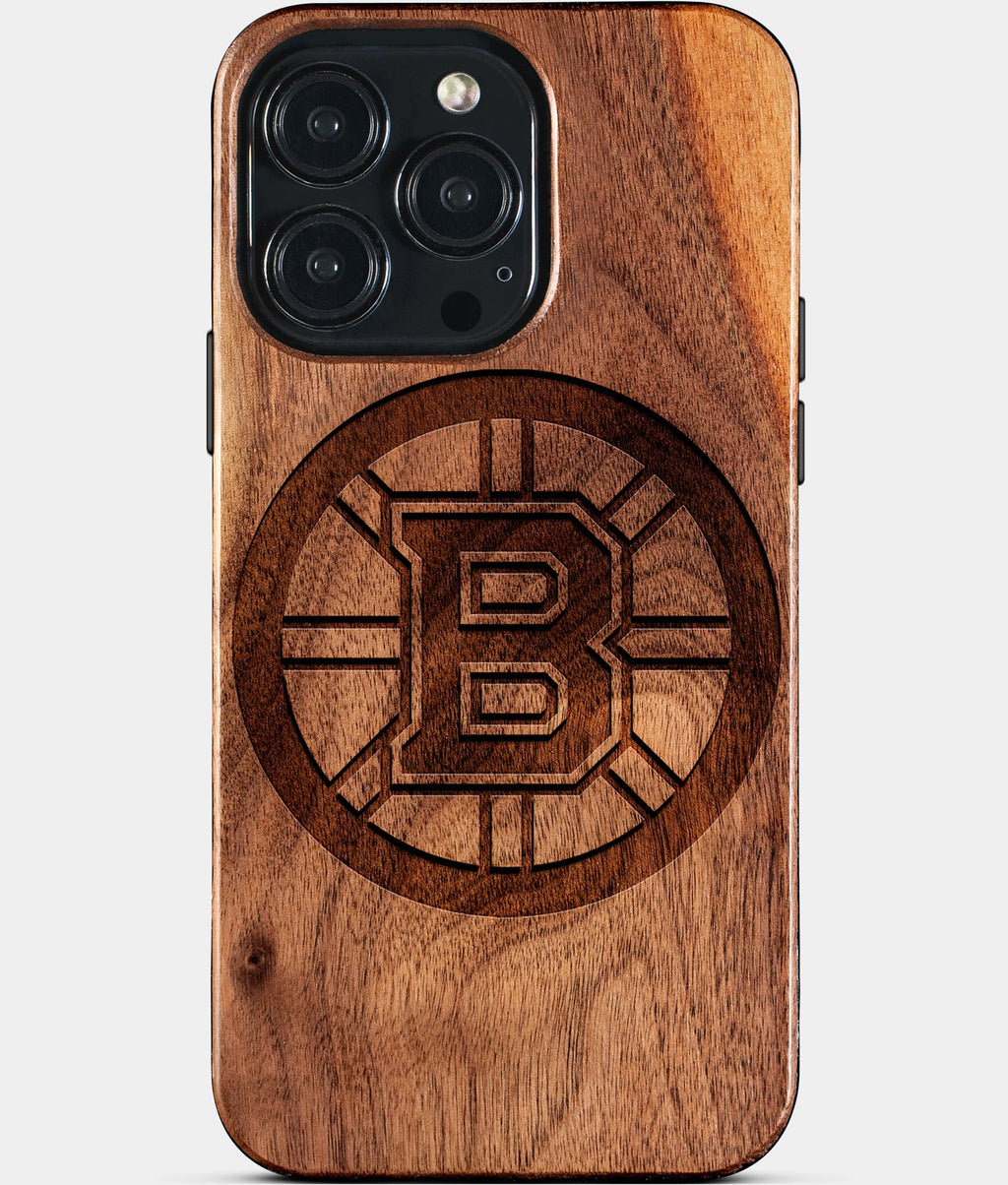 Custom Boston Bruins iPhone 15/15 Pro/15 Pro Max/15 Plus Case - Wood Boston Bruins Cover - Eco-friendly Boston Bruins iPhone 15 Case - Carved Wood Custom Boston Bruins Gift For Him - Monogrammed Personalized iPhone 15 Cover By Aldergrove & Oak