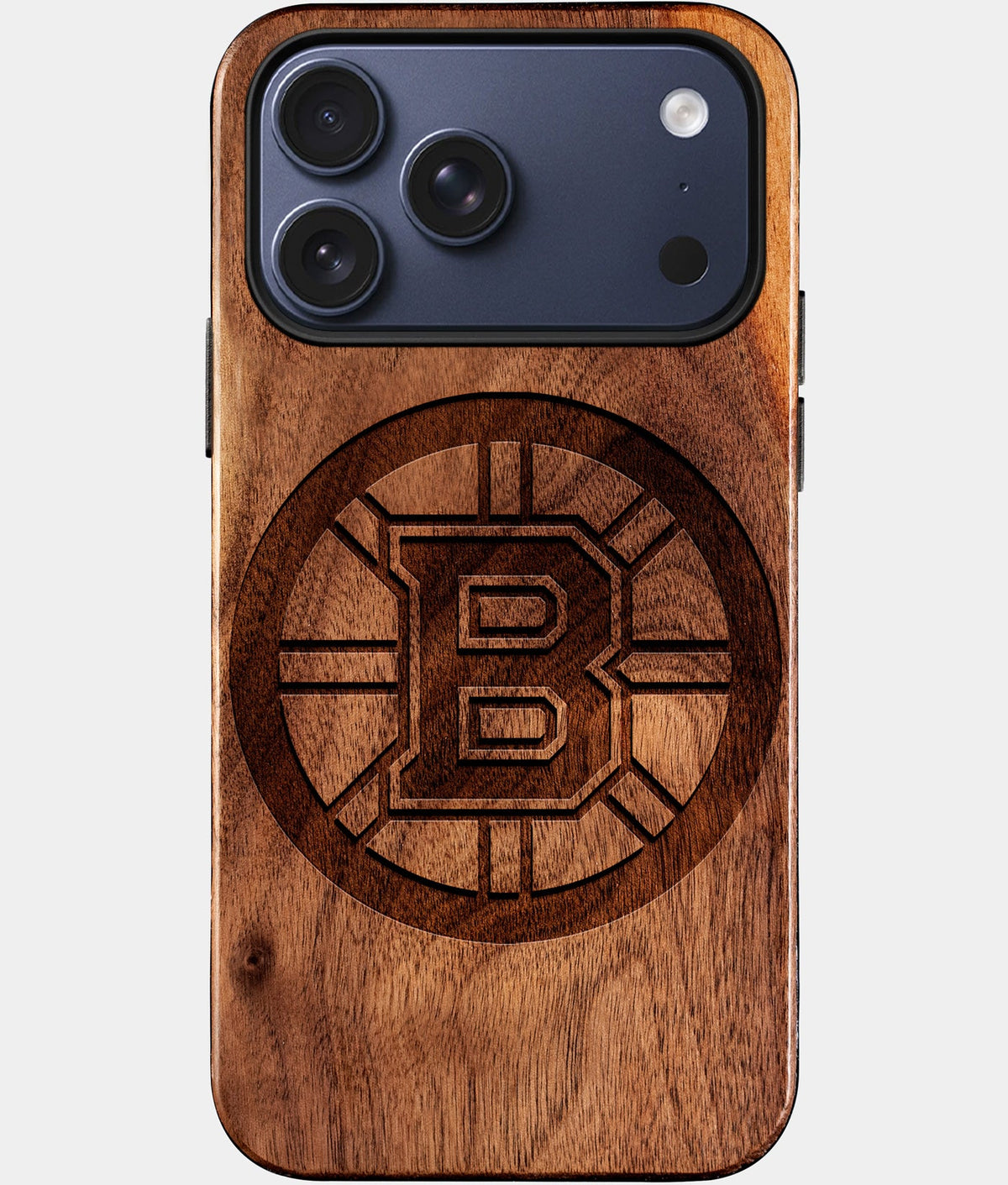 Eco-friendly Boston Bruins iPhone 17 Pro Case - Carved Wood Custom Boston Bruins Gift For Him - Monogrammed Personalized iPhone 17 Pro Cover By Aldergrove & Oak