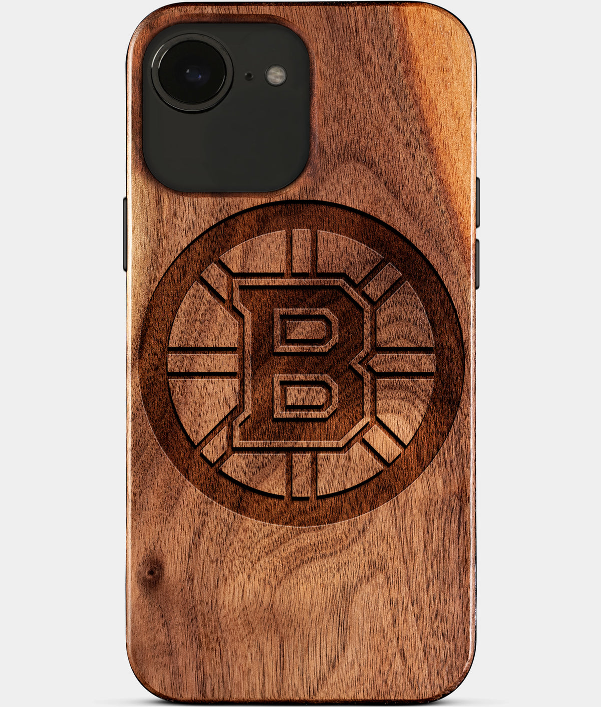 Eco-friendly Boston Bruins iPhone 17e Case - Carved Wood Custom Boston Bruins Gift For Him - Monogrammed Personalized iPhone 17e Cover By Aldergrove & Oak