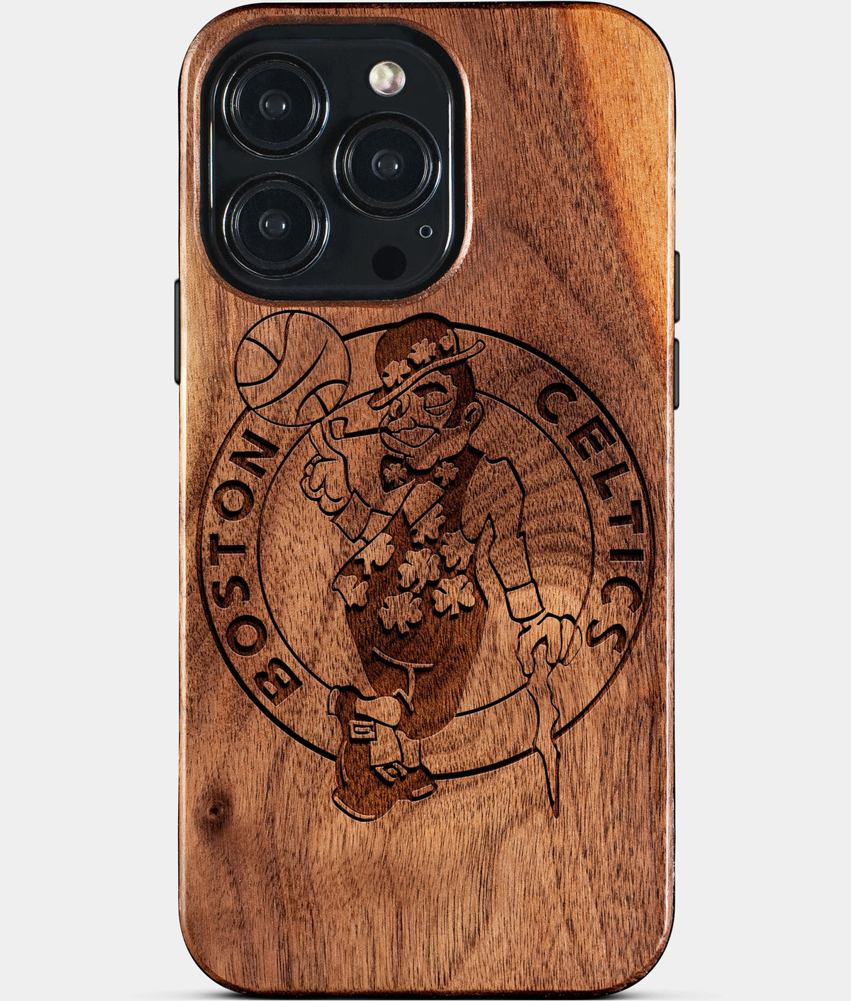 Custom Boston Celtics iPhone 15/15 Pro/15 Pro Max/15 Plus Case - Wood Celtics Cover - Eco-friendly Boston Celtics iPhone 15 Case - Carved Wood Custom Boston Celtics Gift For Him - Monogrammed Personalized iPhone 15 Cover By Aldergrove & Oak