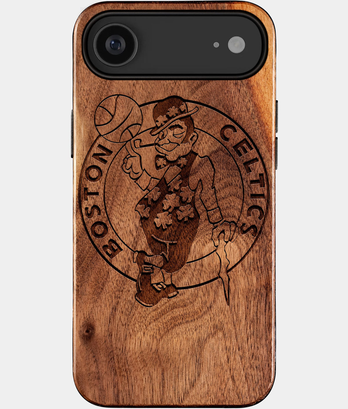 Eco-friendly Boston Celtics iPhone 17 Air Case - Carved Wood Custom Boston Celtics Gift For Him - Monogrammed Personalized iPhone 17 Air Cover By Aldergrove & Oak