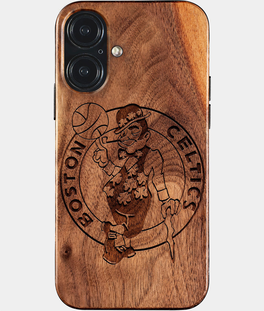 Eco-friendly Boston Celtics iPhone 17 Case - Carved Wood Custom Boston Celtics Gift For Him - Monogrammed Personalized iPhone 17 Cover By Aldergrove & Oak