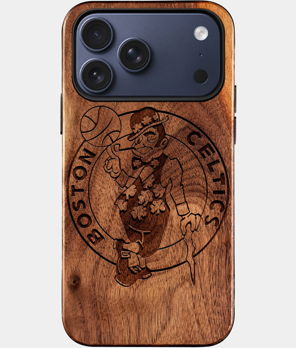 Custom Boston Celtics iPhone 17/17 Pro/17 Pro Max/17 Air Case - Wood Celtics Cover - Eco-friendly Boston Celtics iPhone 17 Case - Carved Wood Custom Boston Celtics Gift For Him - Monogrammed Personalized iPhone 17 Cover By Aldergrove & Oak