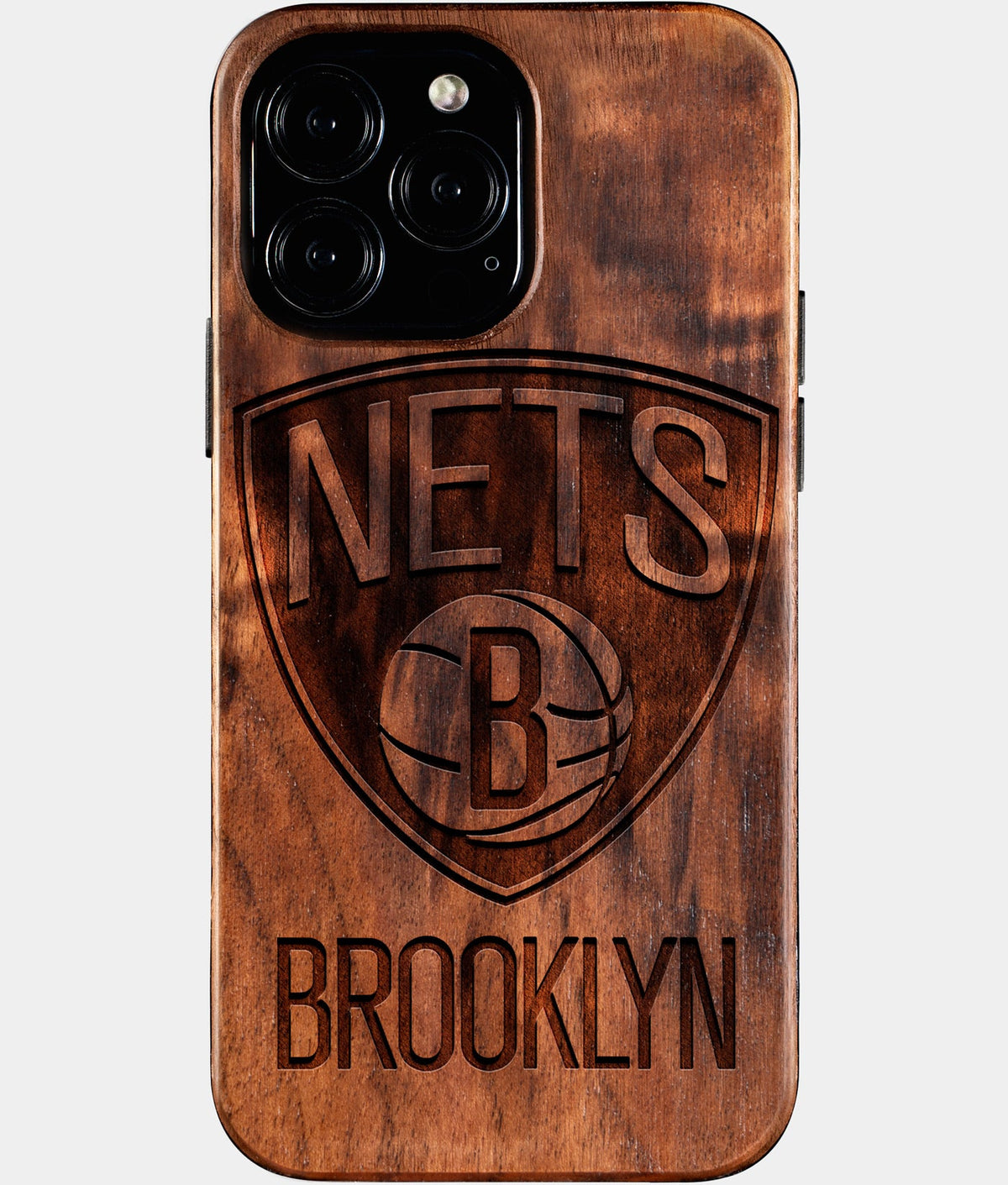 Custom Brooklyn Nets iPhone 16/16 Pro/16 Pro Max/16 Plus Case - Wood Nets Cover - Eco-friendly Brooklyn Nets iPhone 16 Case - Carved Wood Custom Brooklyn Nets Gift For Him - Monogrammed Personalized iPhone 16 Cover By Aldergrove & Oak