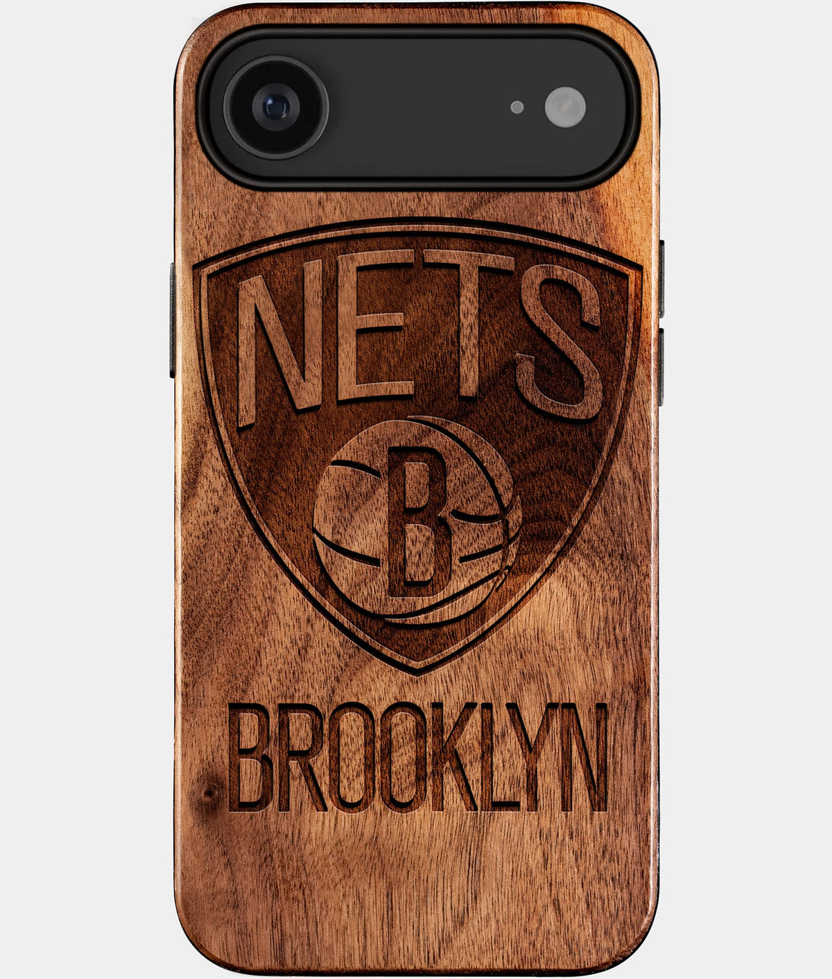 Eco-friendly Brooklyn Nets iPhone 17 Air Case - Carved Wood Custom Brooklyn Nets Gift For Him - Monogrammed Personalized iPhone 17 Air Cover By Aldergrove & Oak