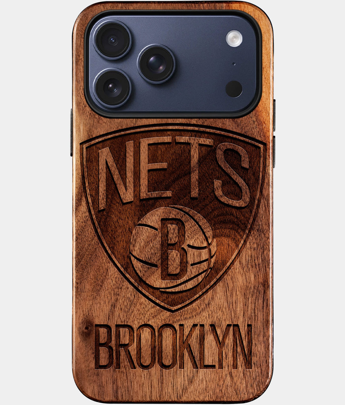 Custom Brooklyn Nets iPhone 17/17 Pro/17 Pro Max/17 Air Case - Wood Nets Cover - Eco-friendly Brooklyn Nets iPhone 17 Case - Carved Wood Custom Brooklyn Nets Gift For Him - Monogrammed Personalized iPhone 17 Cover By Aldergrove & Oak