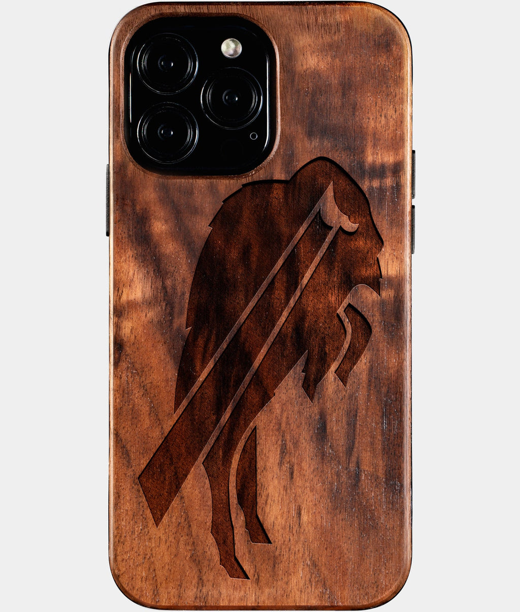 Custom Buffalo Bills iPhone 16/16 Pro/16 Pro Max/16 Plus Case - Wood Bills Cover - Eco-friendly Buffalo Bills iPhone 16 Case - Carved Wood Custom Buffalo Bills Gift For Him - Monogrammed Personalized iPhone 16 Cover By Aldergrove & Oak