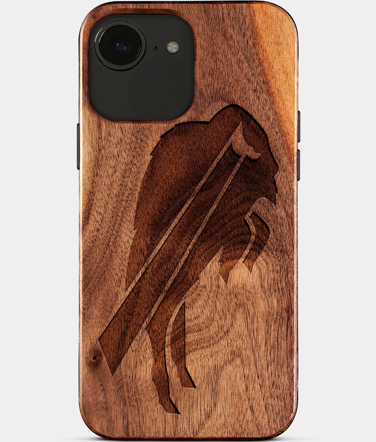 Eco-friendly Buffalo Bills iPhone 17e Case - Carved Wood Custom Buffalo Bills Gift For Him - Monogrammed Personalized iPhone 17e Cover By Aldergrove & Oak